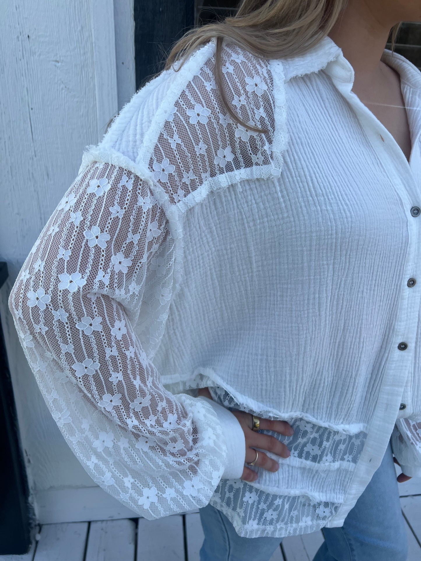 White Flowy Lace Top
