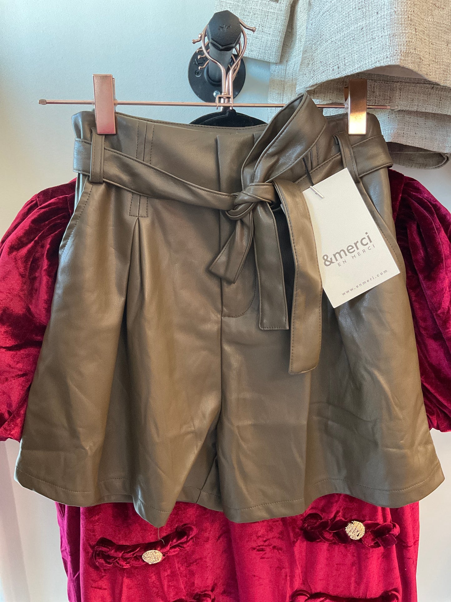 Brown Pleather Shorts