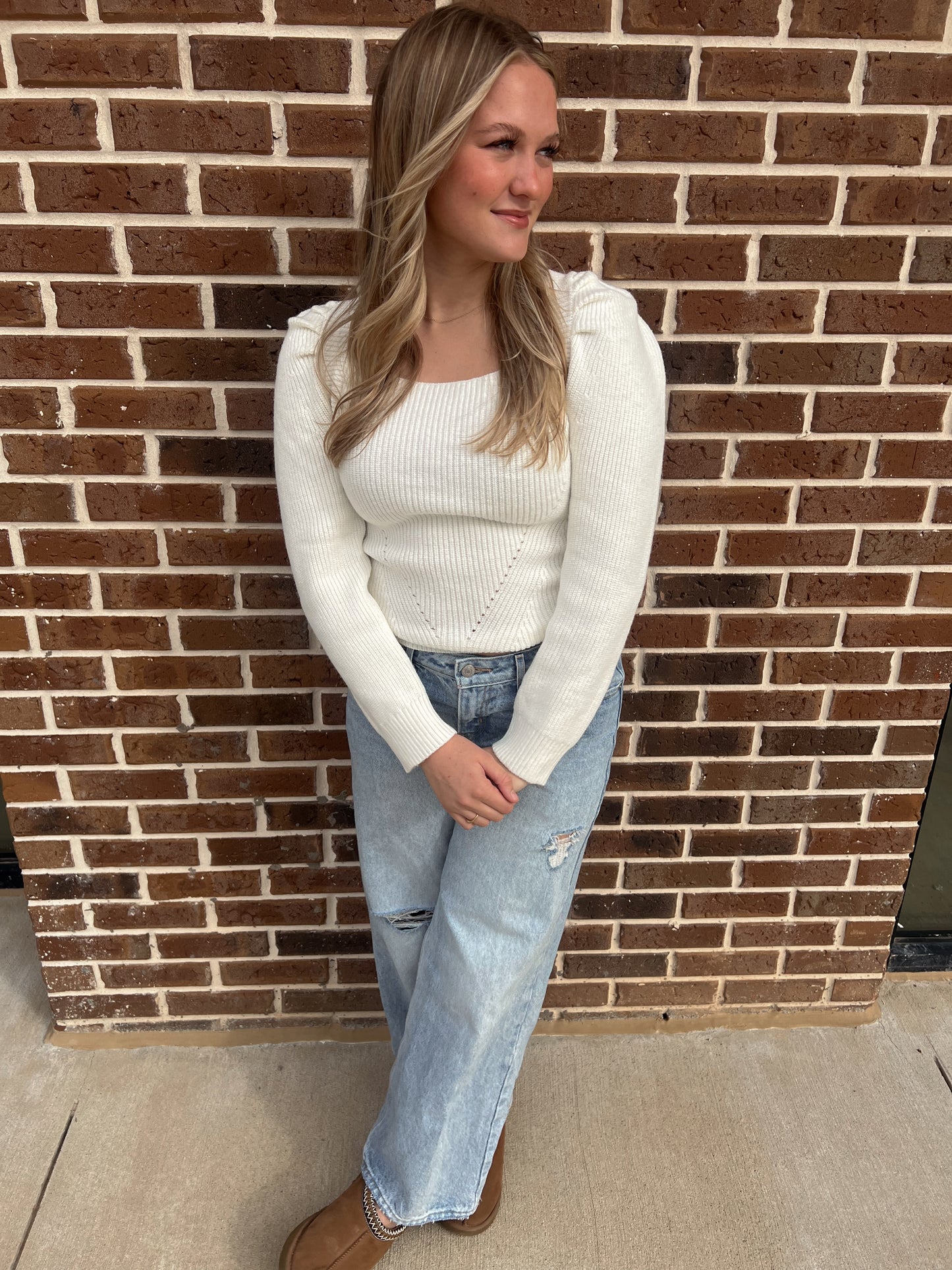 Cream Sweater Top