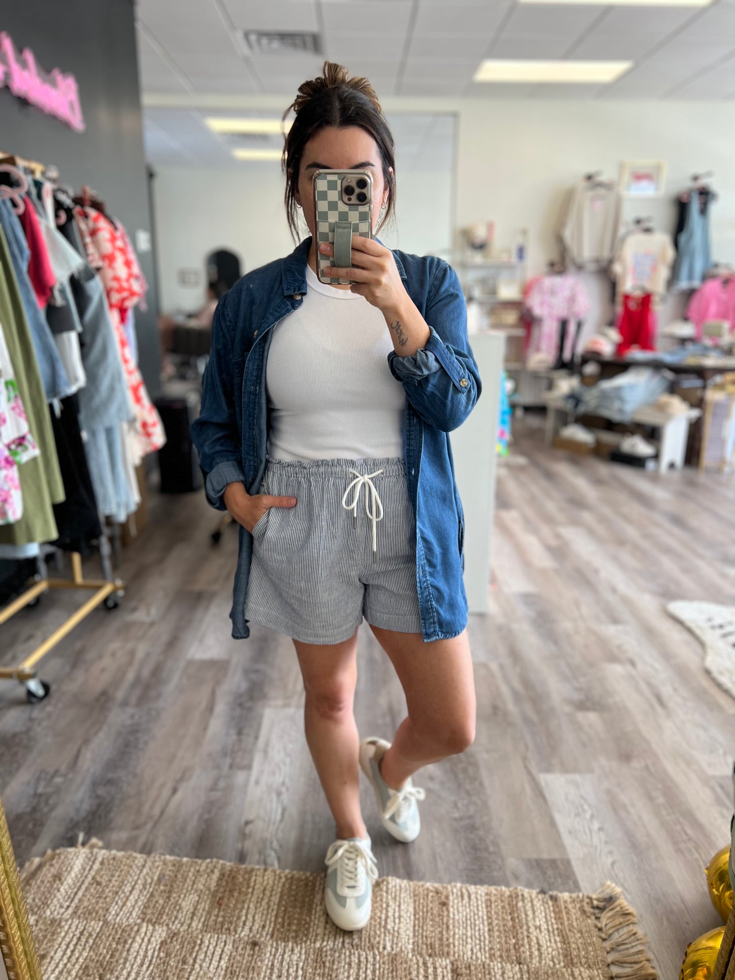 Linen Pinstripe Shorts