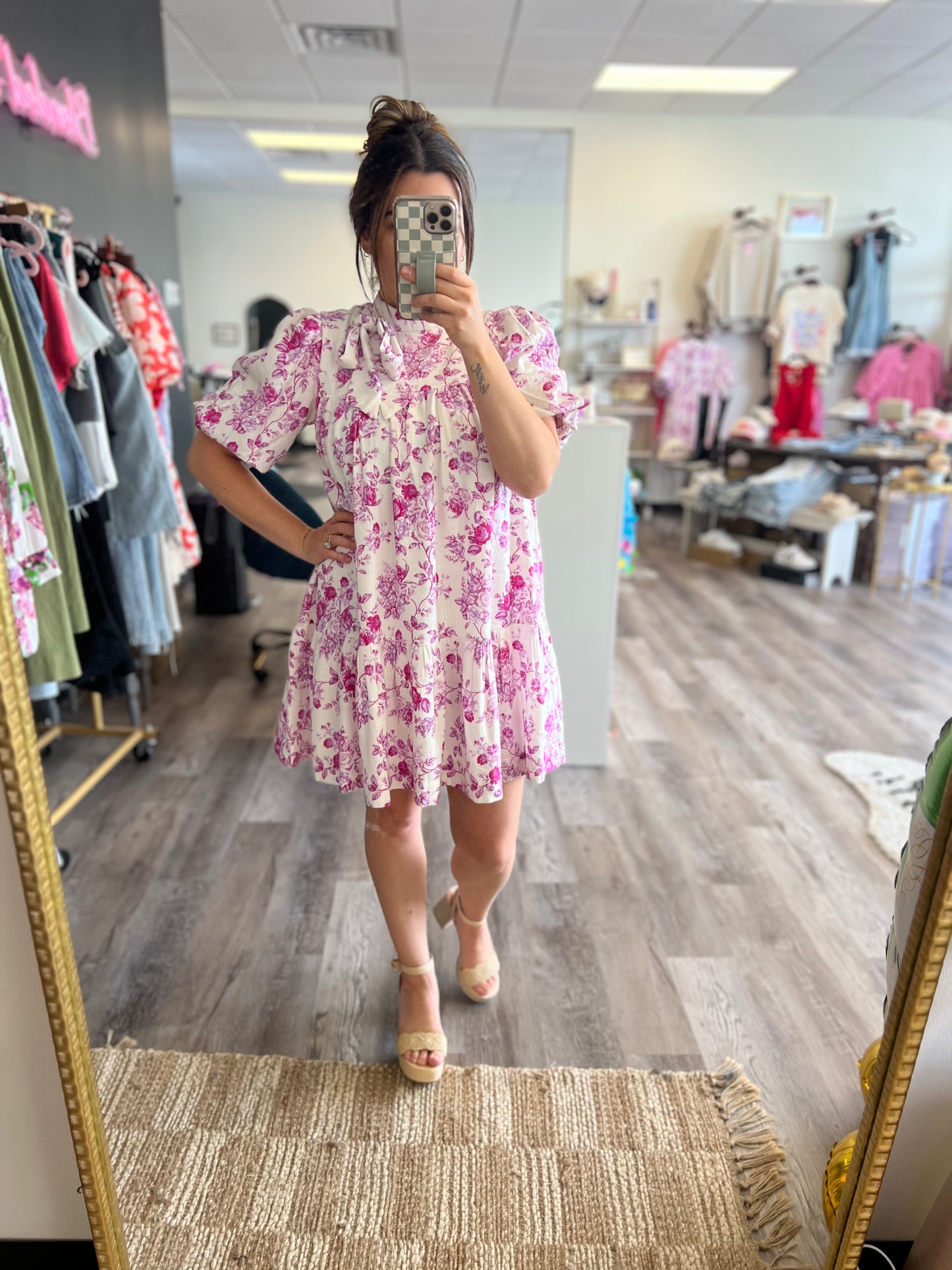 Floral Puffed Sleeve Dress