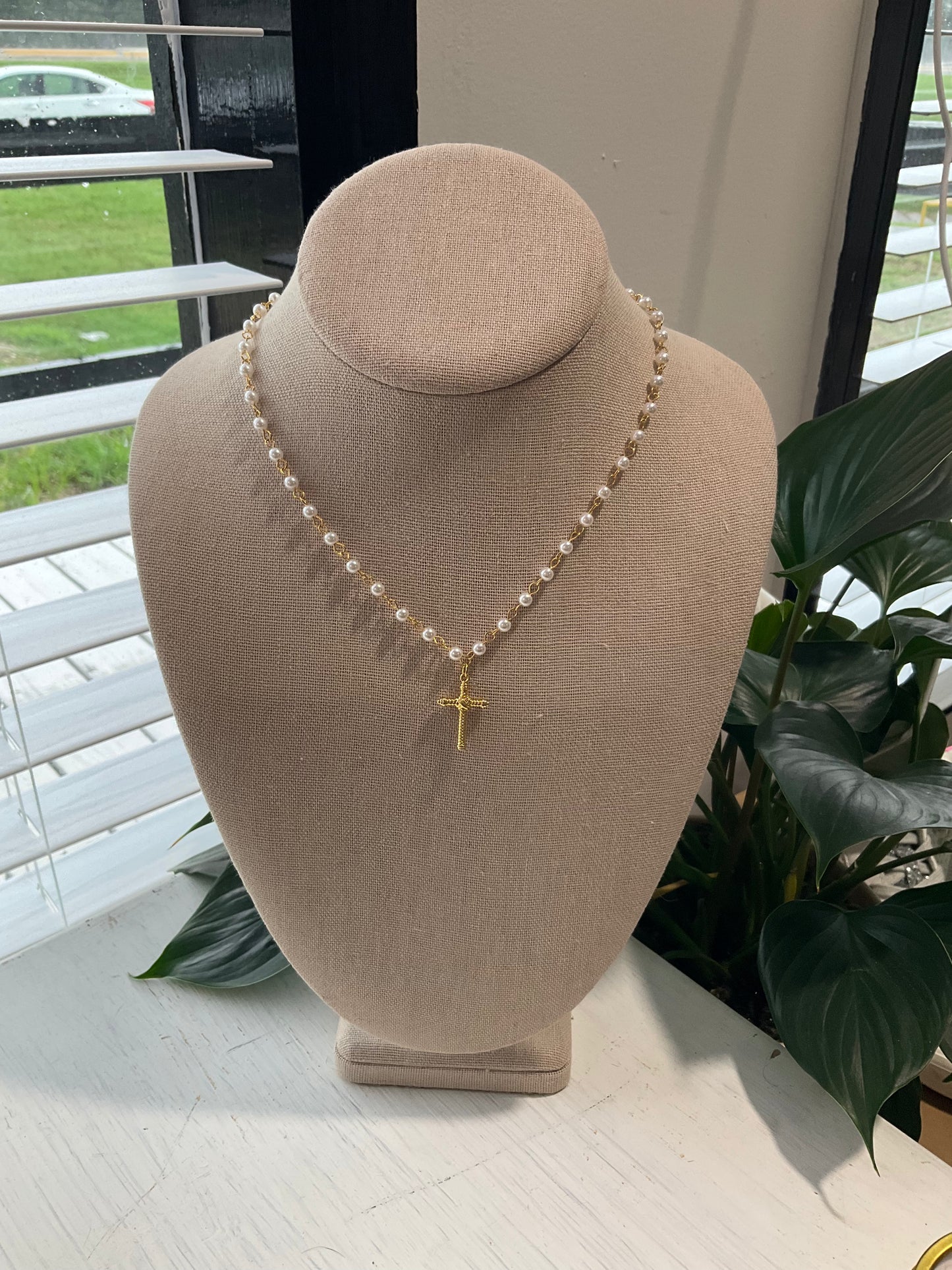 Cabled Cross Pendant Necklace