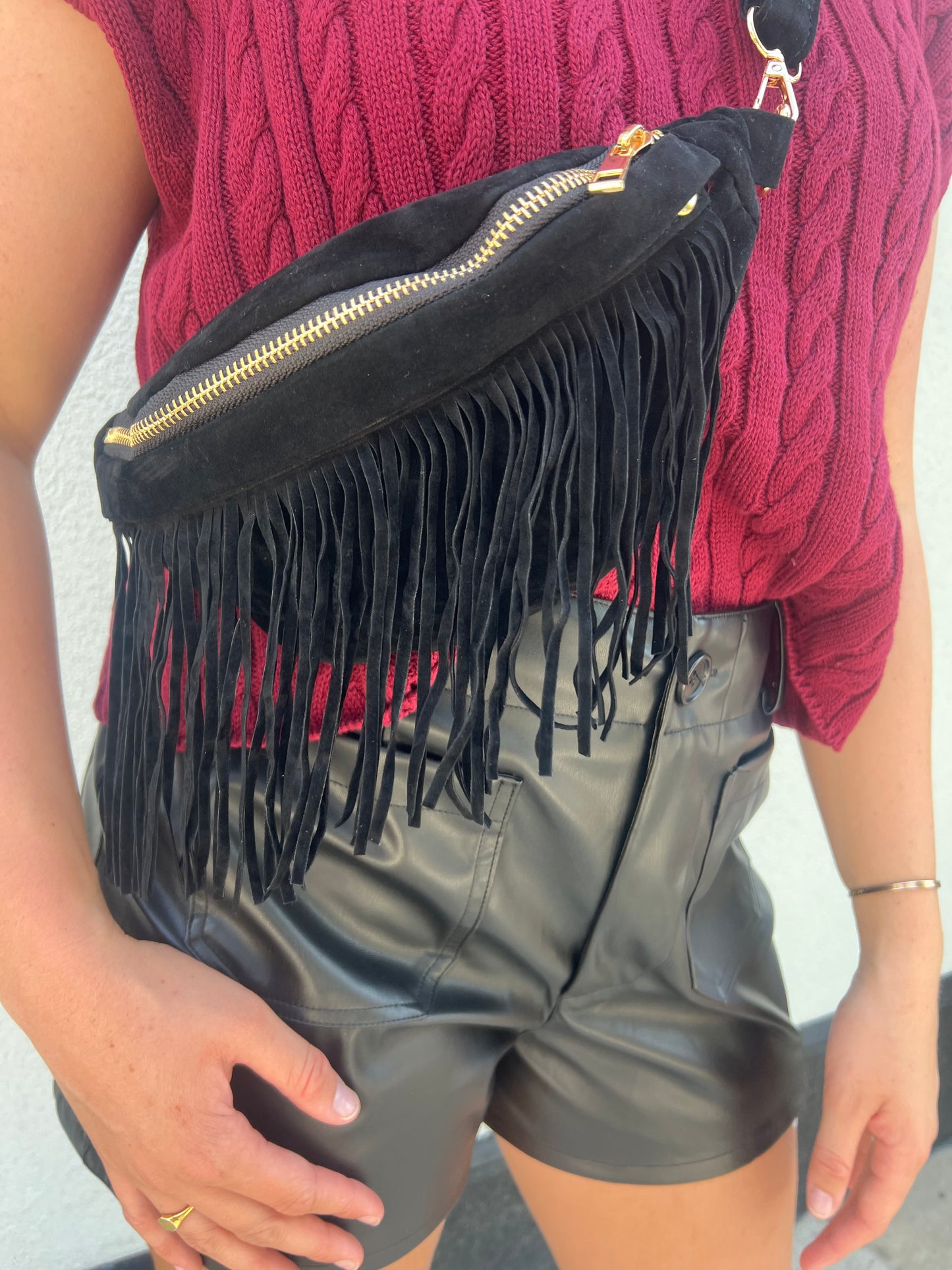 A Step Above Detachable Fringe Bumbag (Black)