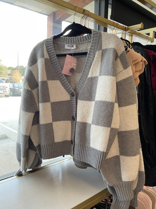 Grey Checkered Sweater