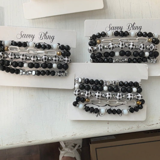 Bling Bracelet Set Black & White