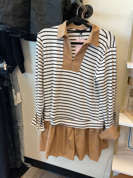 Striped Dress Tan