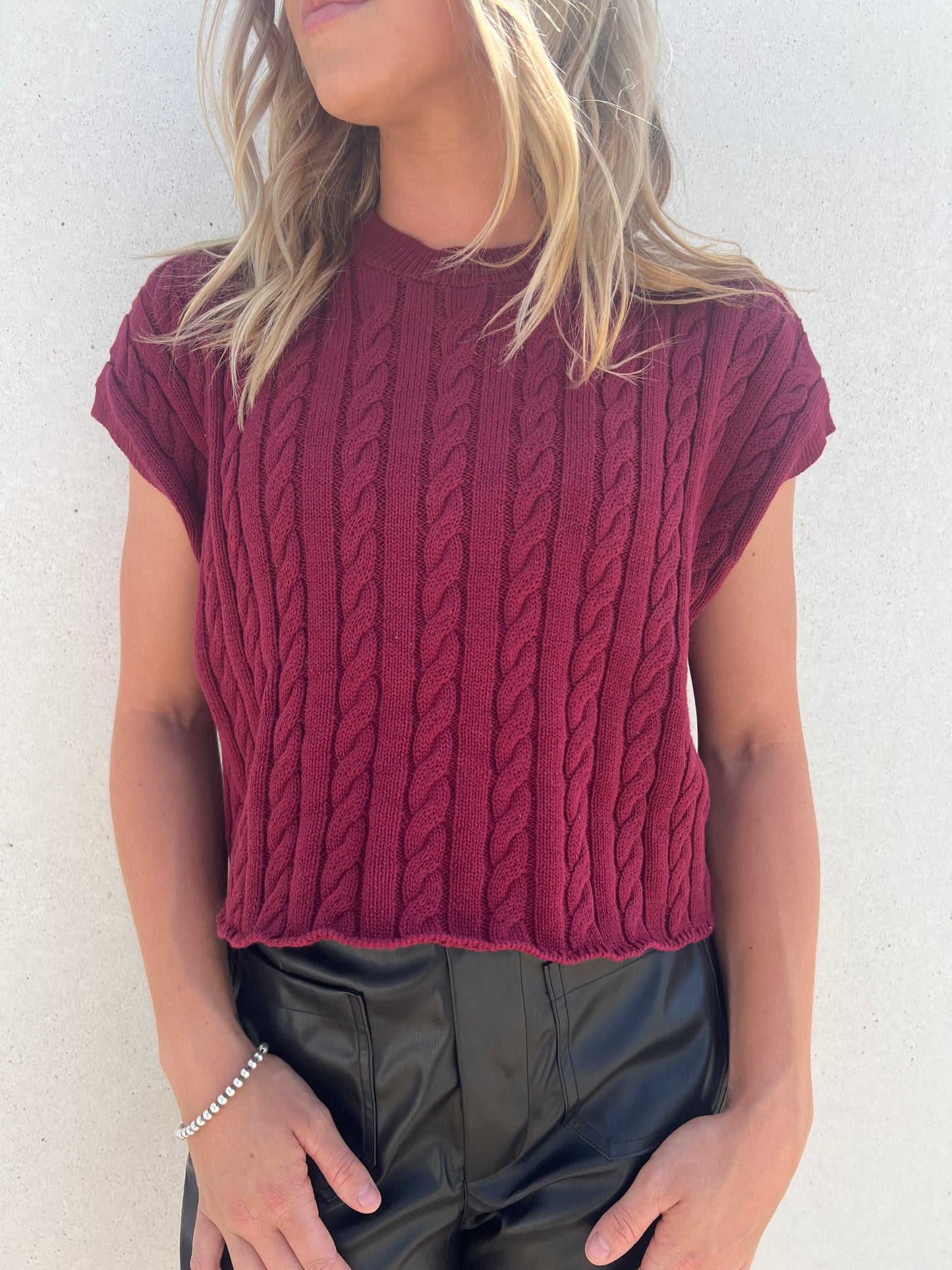 Take Me To The Game Cropped Sweater Vest Top