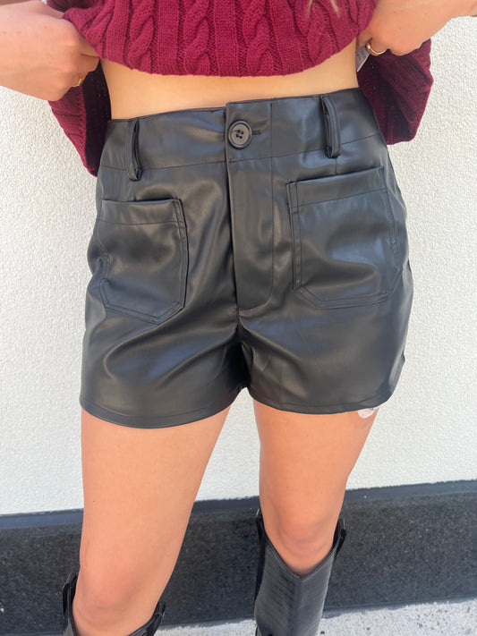 Pleather Days Black Pleather Shorts