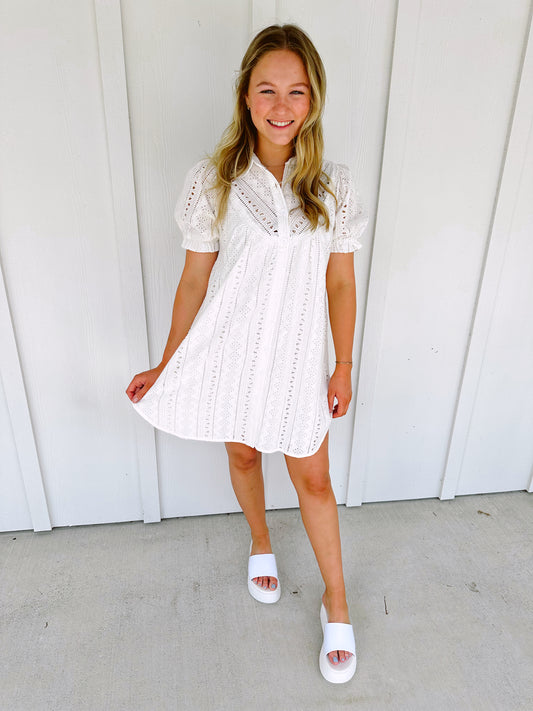 Pretty Heart white eyelet dress