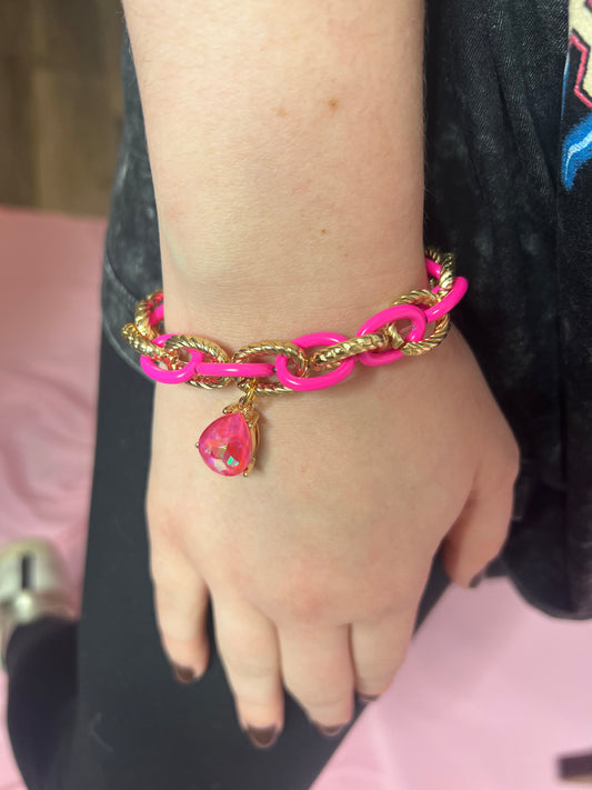 Pink and Gold chain bracelet